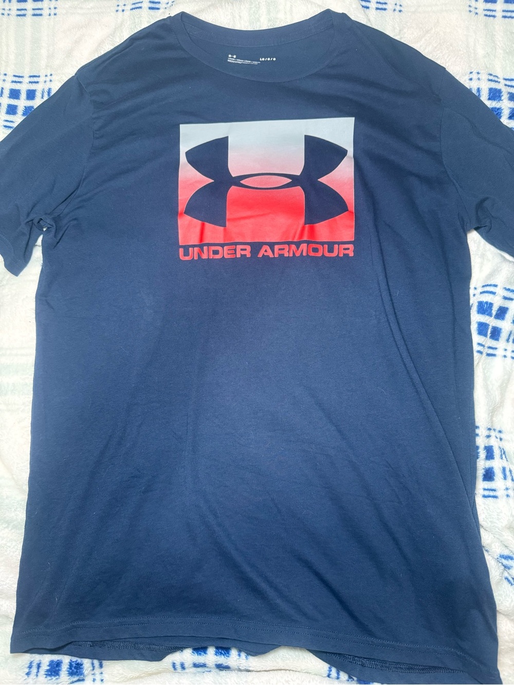 Under Armour Navy Short-Sleeve Tee with Red Logo Block